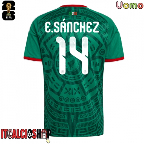 Messico Erick Sanchez #14 Prima Maglia Mondiali 2026 Manica Corta
